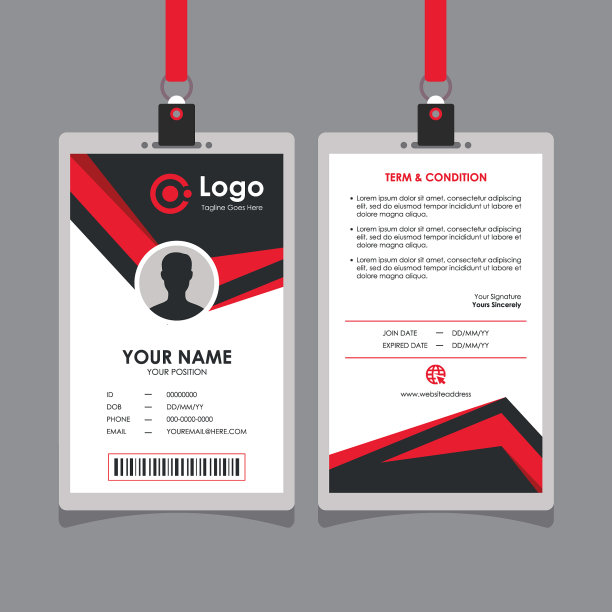 简单抽象的几何红黑身份证图片下载