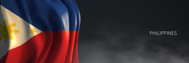 深色背景的菲律宾国旗。亚洲国家国旗的3d渲染。图片下载