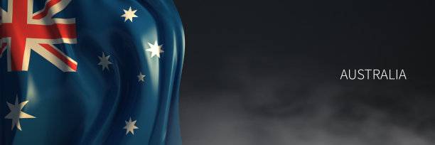 带有深色背景的澳大利亚国旗。大洋洲国家国旗的3d渲染。图片下载