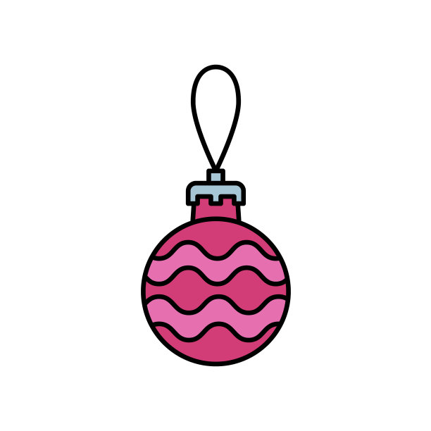 圣诞树装饰玻璃球线图标图片下载