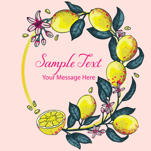 柠檬夏季向量椭圆形框架背景图片下载
