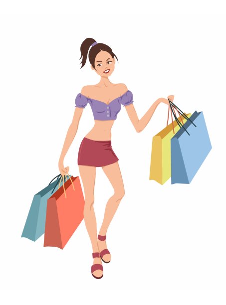 女孩和购物袋图片下载