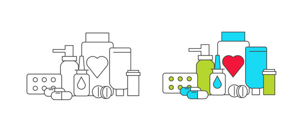 药品、药丸和药瓶图标在图片下载