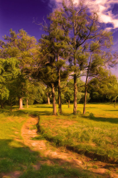 石油山水画图片下载