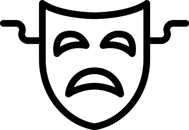 悲伤的剧场面具图标轮廓风格图片下载