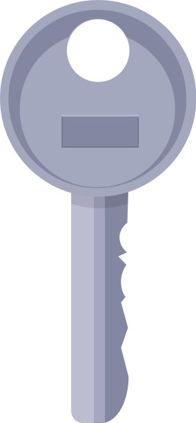 圆形金属复古门钥匙图标卡通风格图片下载