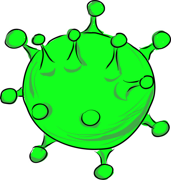 冠状病毒标志COVID-19绿色病毒图像图片下载