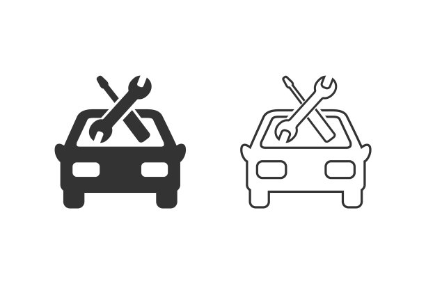 线图标设置汽车服务矢量插图图片下载