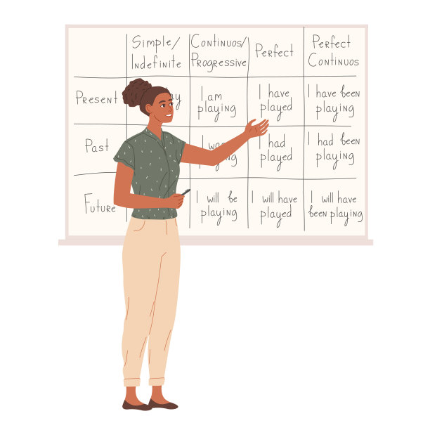 女教师在教室黑板旁。图片下载