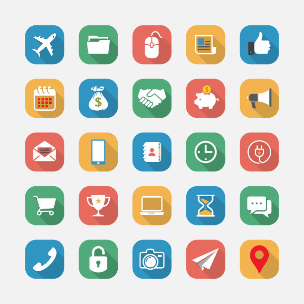 现代图标设置在平面设计图片下载