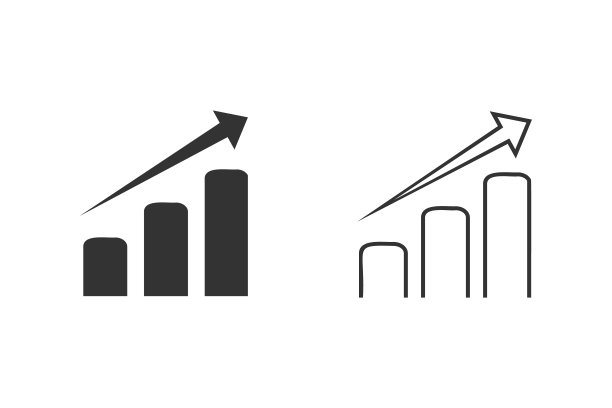 向量增长的图形线图标设置为白色图片下载