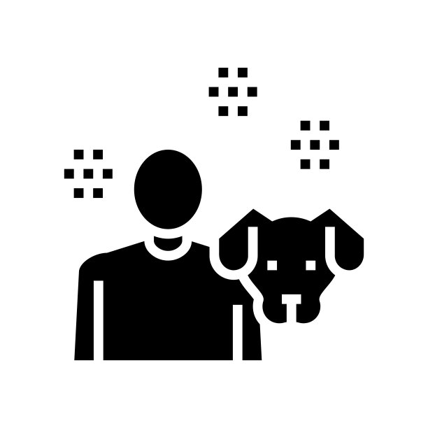 狗主人字形图标矢量插图图片下载