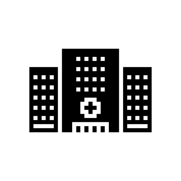 医院诊所建筑字形图标矢量插图图片下载