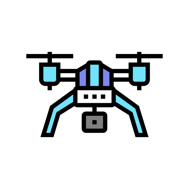无人机与照片相机彩色图标矢量插图图片下载