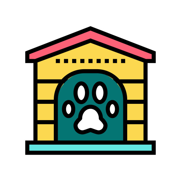 宠物爪子摊位颜色图标矢量插图图片下载