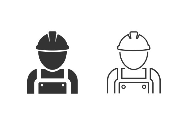 建筑工人矢量线图标设置为平图片下载