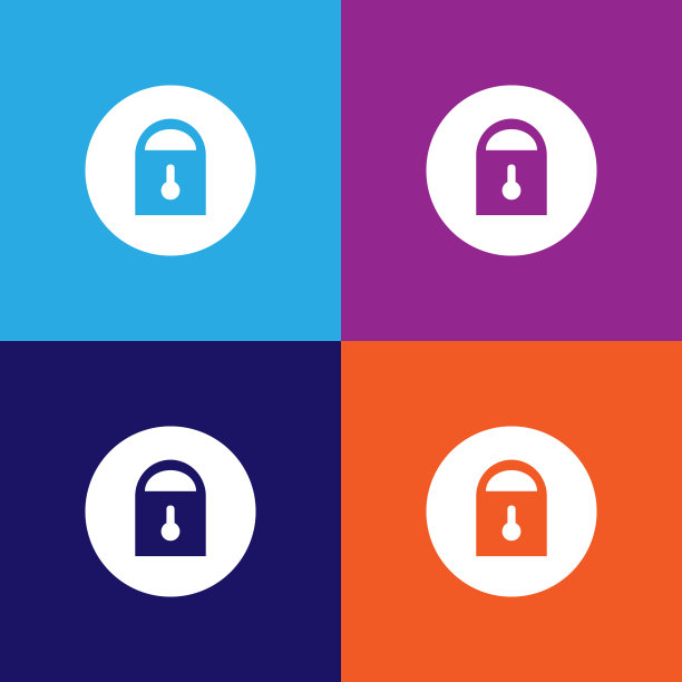 锁定圆形插图图标上的多色背景图片下载