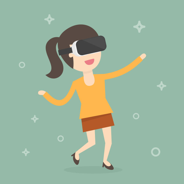 戴眼镜的女人虚拟现实图片下载