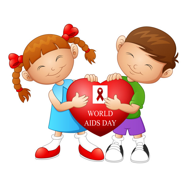 儿童手捧红心与文字世界艾滋病日图片下载
