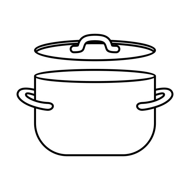 线性画的锅和盖子上的白色背景图片下载