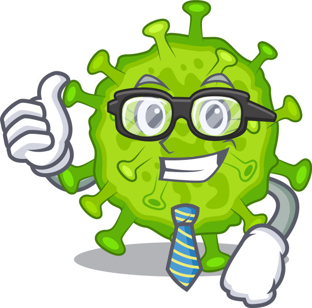 病毒冠细胞商人戴眼镜，系领带图片下载