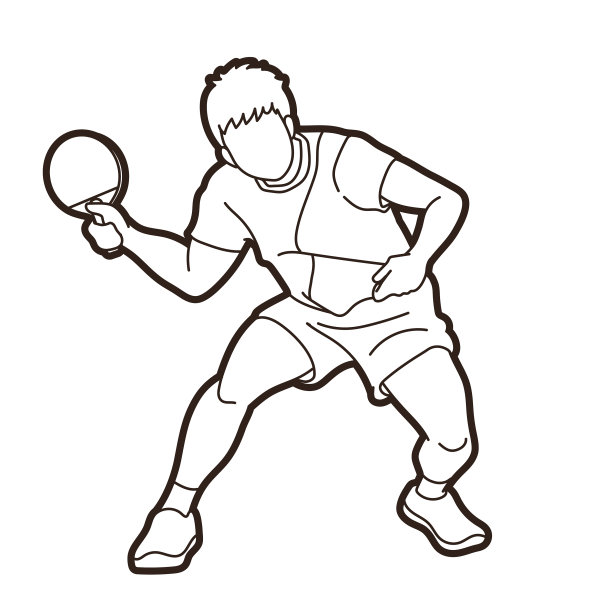 乒乓球运动员乒乓球动作卡通图片下载