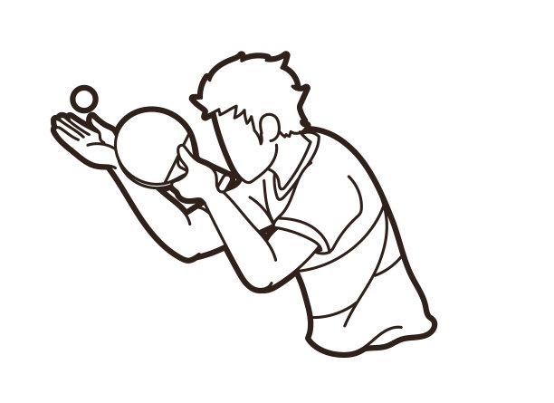 乒乓球运动员乒乓球动作卡通图片下载