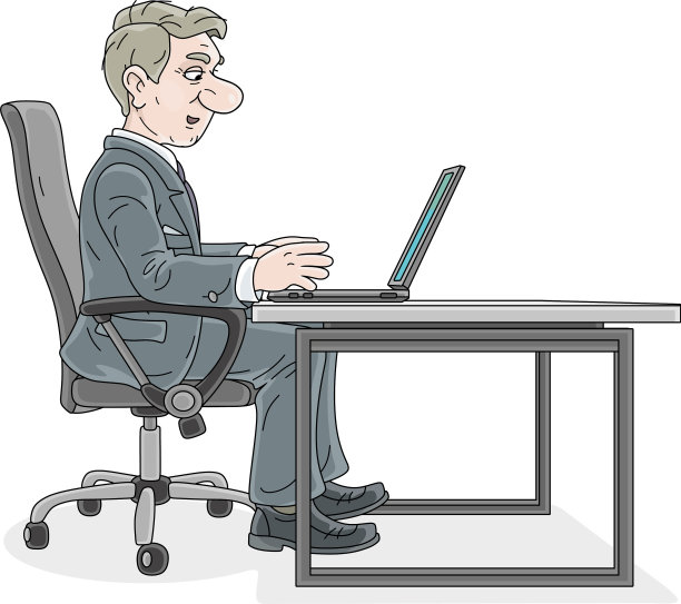 一个办公桌上放着笔记本电脑的成功商人图片下载