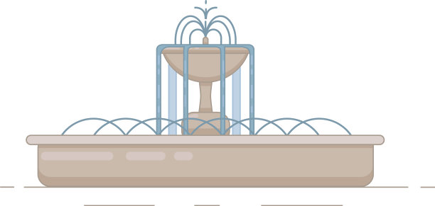 带有碗和水花的扁平喷泉图片下载