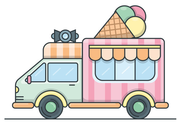 带扩音器的扁平冰淇淋车图片下载