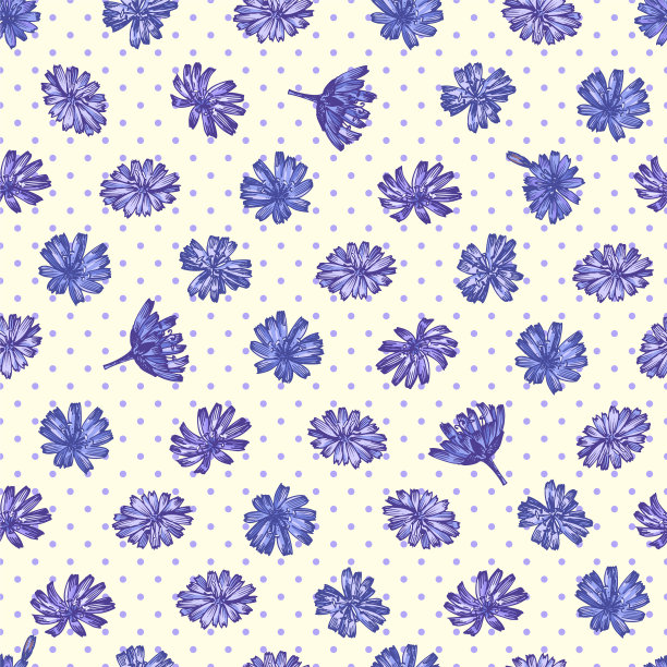 无缝图案与现实植物色彩图片下载