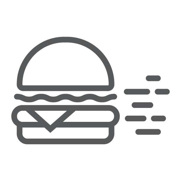 汉堡配送服务线图标餐厅和图片下载