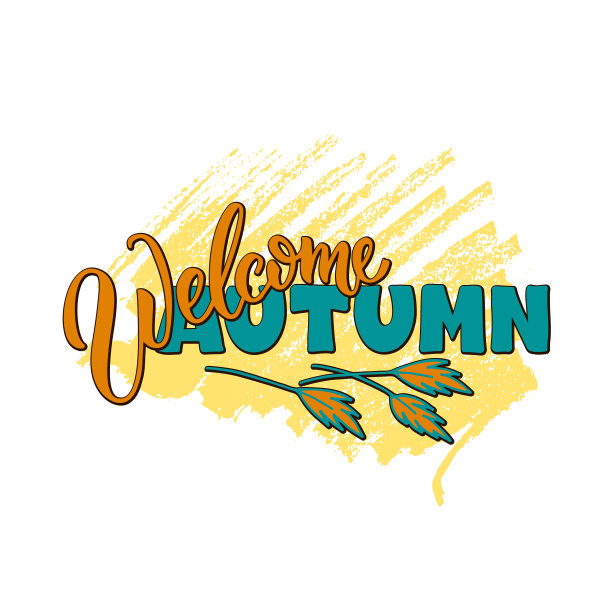 欢迎秋季文字黄色背景图片下载