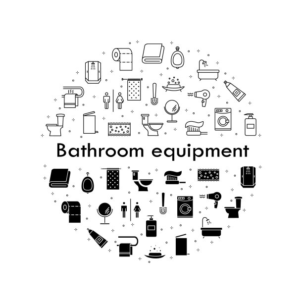 浴室，厕所，厕所矢量图标设置。洗涤配件和家具系列图标图片下载