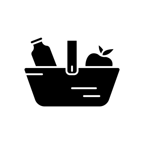 食物篮子轮廓标志剪影图片下载