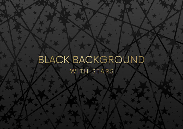 黑色背景，星星和抽象线条(几何形状图案)图片下载