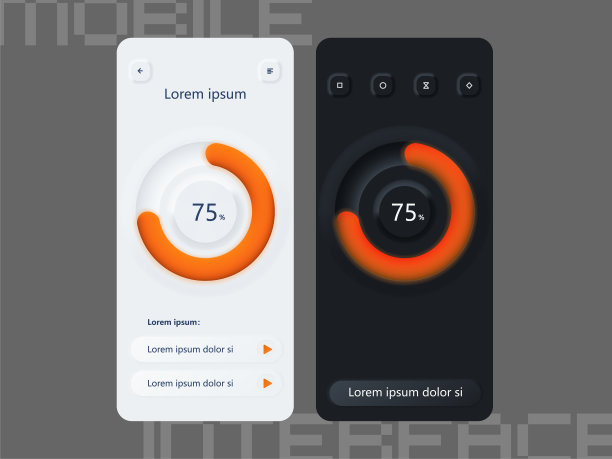 工作流图形元素设计工具包与Neumorphic风格。应用UI, UX模板。用于移动应用程序的GUI。移动电话界面的矢量插图。专业，像素对齐，像素完美，375x812像素。图片下载