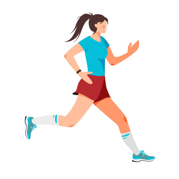 孤立的白色女子跑矢量插图。图片下载