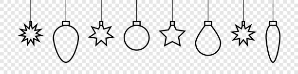 圣诞玩具。圣诞玩具矢量图标。星星和球在线设计。矢量图图片下载