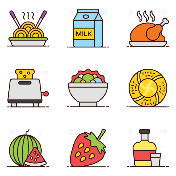 快餐，烹饪在现代扁平风格包图片下载