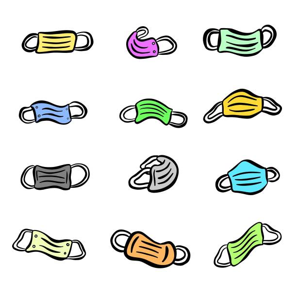 一套卡通防护面具的标志设计图片下载