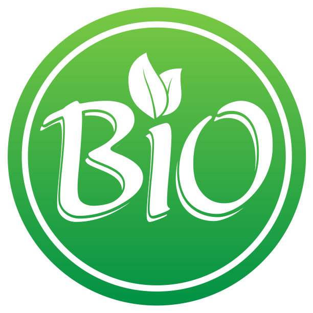绿色圆形BIO标志或标签与树叶图片下载