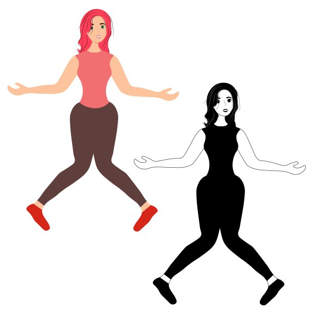 在白色背景上跳舞的红发少女。女性俱乐部的舞者。跳起来。在音乐晚会上跳迪斯科。乐观的人。股票矢量插图设计。图片下载