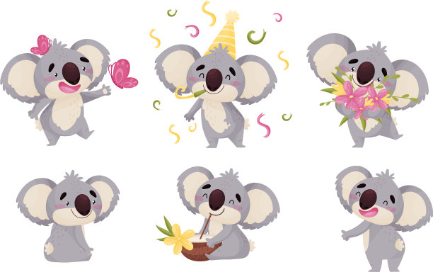 卡通考拉动物有大耳朵和大鼻子图片下载