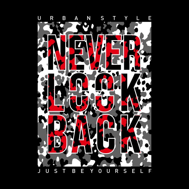 设计矢量排版永远不会回头为印刷t恤的男人。图片下载