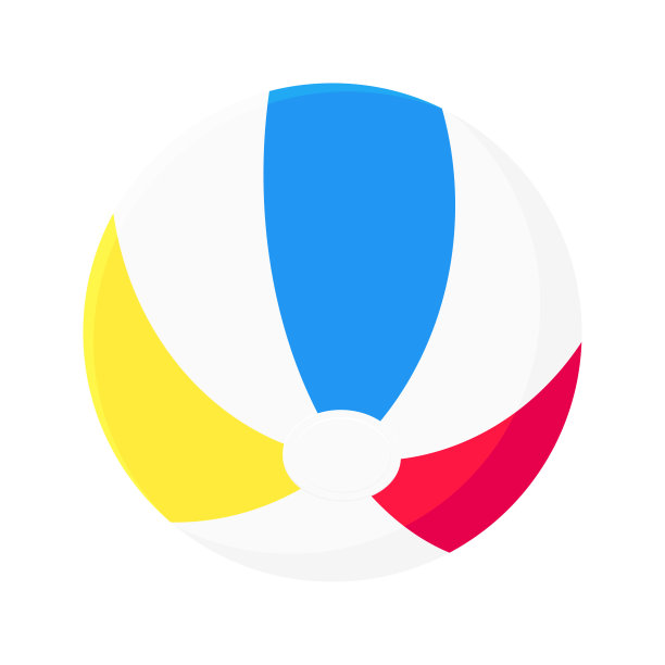 充气沙滩球平面风格的设计矢量插图图标孤立的白色背景。复古风格的充气玩具夏季游戏或假期。图片下载