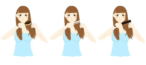 漂亮的年轻女子梳着头发图片下载