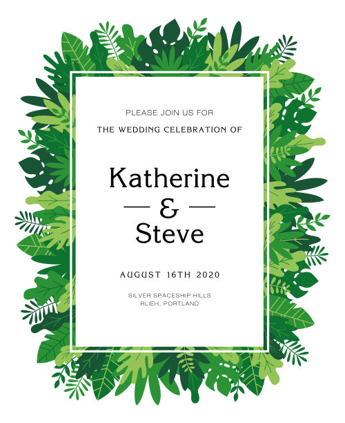 热带叶和植物矩形框图片下载