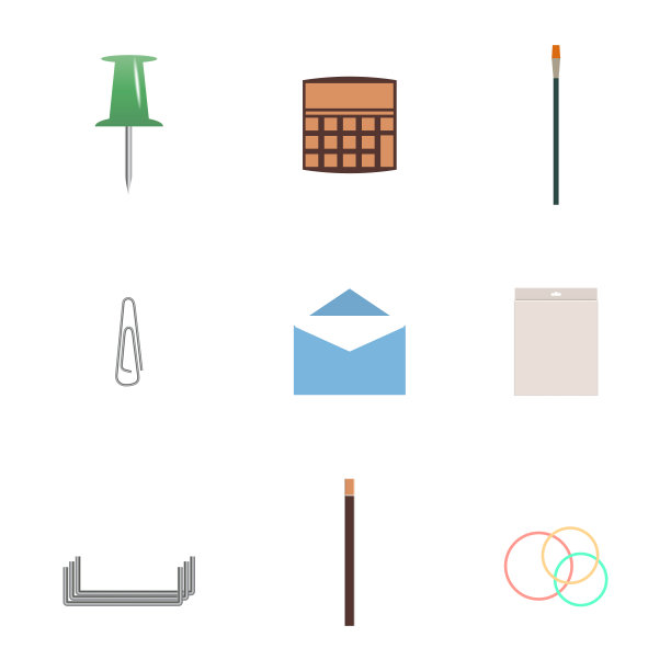 一套图标办公室和学校，矢量插图。图片下载