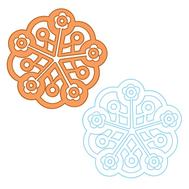 两组不同颜色的雪花，白色背景上的孤立对象，矢量插图，图片下载